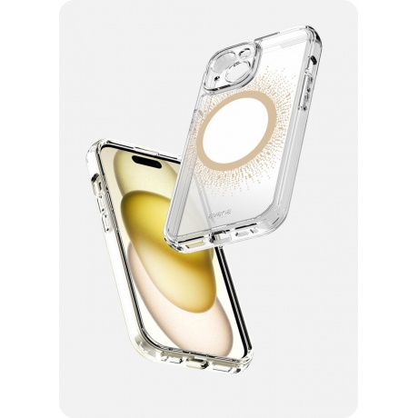 Чехол-накладка AVANA AURA Compatible with MagSafe для iPhone 15 Plus, прозр./золотой - фото 8