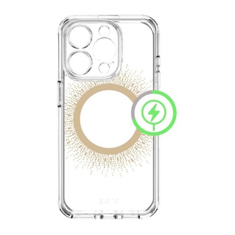Чехол-накладка AVANA AURA Compatible with MagSafe для iPhone 15 Pro (6.1&quot;), прозрачный/золотой - фото 1