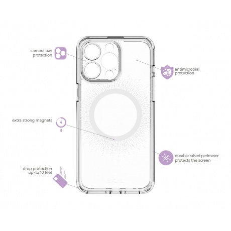 Чехол-накладка AVANA AURA Compatible with MagSafe для iPhone 15 Pro (6.1&quot;), прозрачный/золотой - фото 13