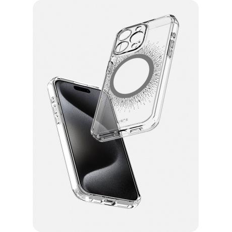 Чехол-накладка AVANA AURA Compatible with MagSafe для iPhone 15 Pro (6.1&quot;), прозрачный/черный - фото 8