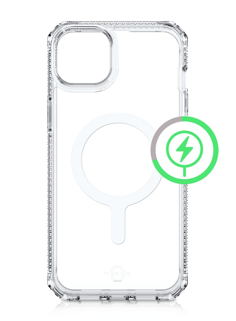 Чехол-накладка ITSKINS HYBRID R CLEAR MagSafe для iPhone 15 /14 (6.1), прозрачный чехол накладка itskins supreme r clear magsafe для iphone 15 pro графит прозрачный