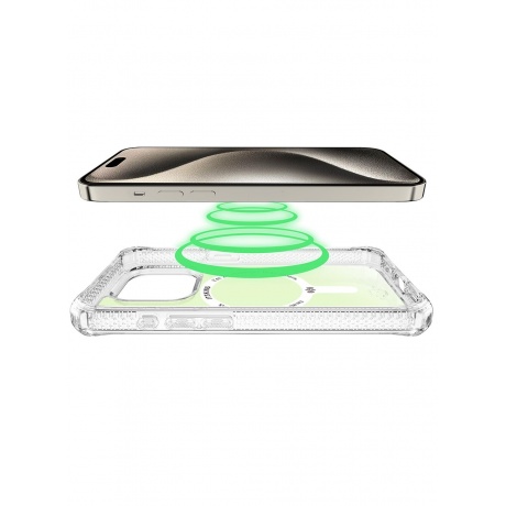 Чехол-накладка ITSKINS HYBRID R IRIDESCENT MagSafe для iPhone 15 Pro Max, зеленый - фото 4