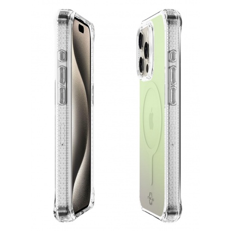 Чехол-накладка ITSKINS HYBRID R IRIDESCENT MagSafe для iPhone 15 Pro Max, зеленый - фото 5