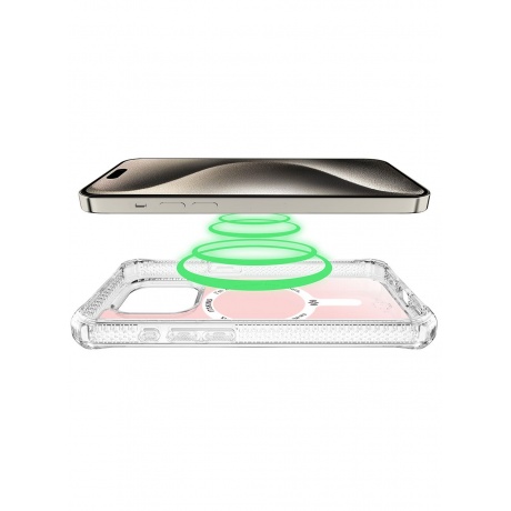 Чехол-накладка ITSKINS HYBRID R IRIDESCENT MagSafe для iPhone 15 Pro, розовый - фото 4