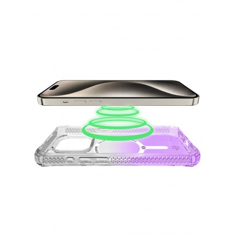 Чехол-накладка ITSKINS HYBRID R OMBRE MagSafe для iPhone 15 Pro  (6.1&quot;), сиреневый - фото 4