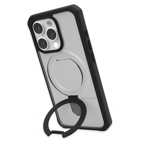 Чехол-накладка ITSKINS HYBRID R STAND для iPhone 15 Pro  (6.1&quot;), черный/прозрачный - фото 1