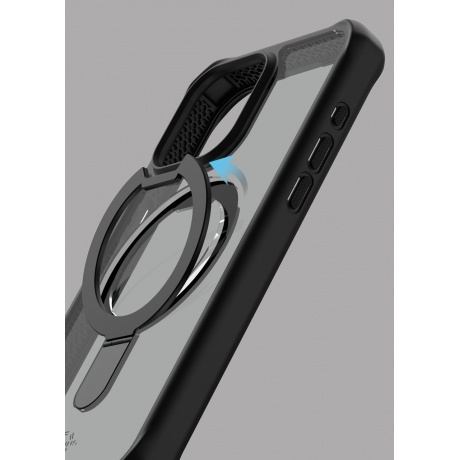 Чехол-накладка ITSKINS HYBRID R STAND для iPhone 15 Pro  (6.1&quot;), черный/прозрачный - фото 2