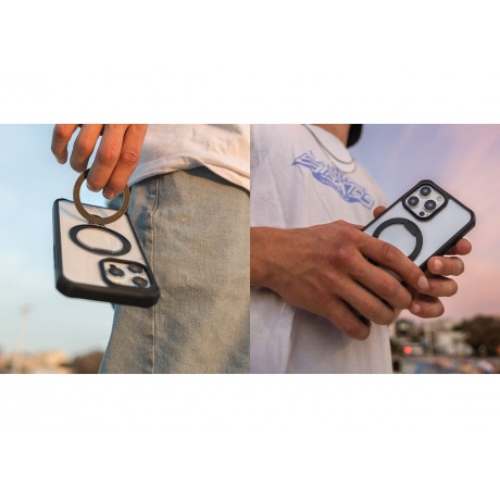 Чехол-накладка ITSKINS HYBRID R STAND для iPhone 15 Pro  (6.1&quot;), черный/прозрачный - фото 11