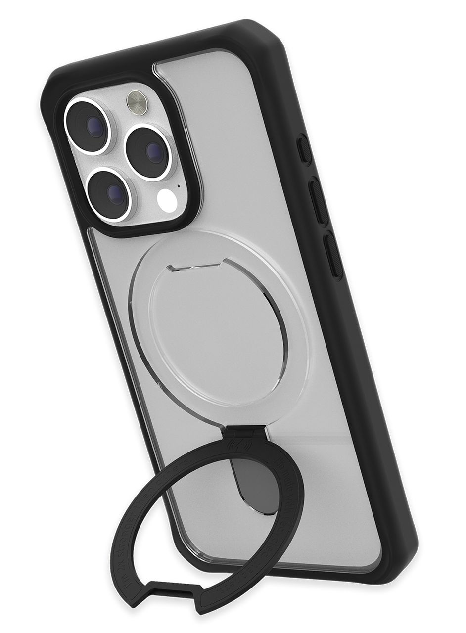 цена Чехол-накладка ITSKINS HYBRID R STAND для iPhone 15 Pro (6.1), черный/прозрачный
