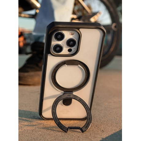 Чехол-накладка ITSKINS HYBRID R STAND для iPhone 15 Pro Max (6.7&quot;), черный/прозрачный - фото 4