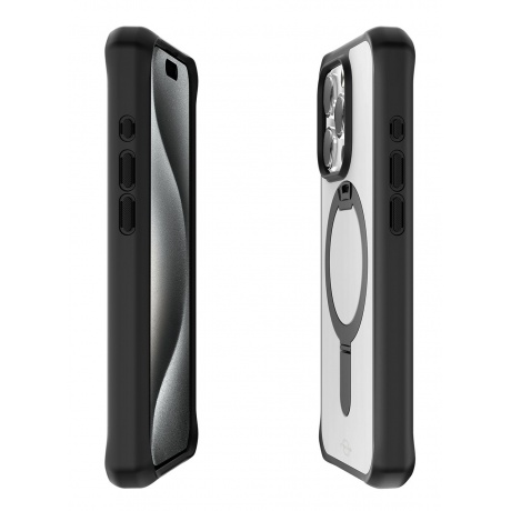 Чехол-накладка ITSKINS HYBRID R STAND для iPhone 15 Pro Max (6.7&quot;), черный/прозрачный - фото 6