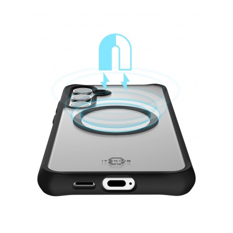 Чехол-накладка ITSKINS HYBRID SOLID with MagSafe для Samsung Galaxy S24, черный/прозрачный - фото 7