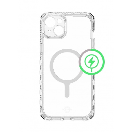 Чехол-накладка ITSKINS SUPREME R CLEAR MagSafe для iPhone 15 , белый/прозрачный - фото 1