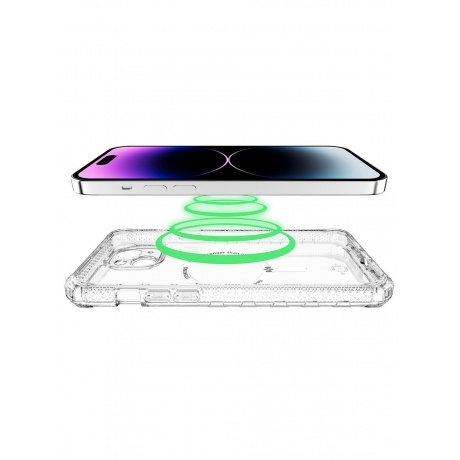 Чехол-накладка ITSKINS SUPREME R CLEAR MagSafe для iPhone 15 , белый/прозрачный - фото 4