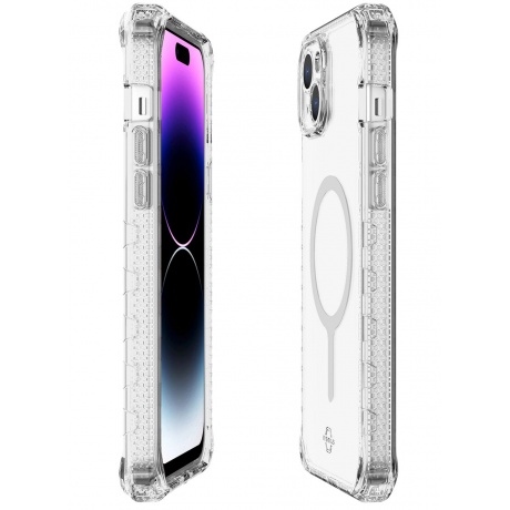 Чехол-накладка ITSKINS SUPREME R CLEAR MagSafe для iPhone 15 , белый/прозрачный - фото 5