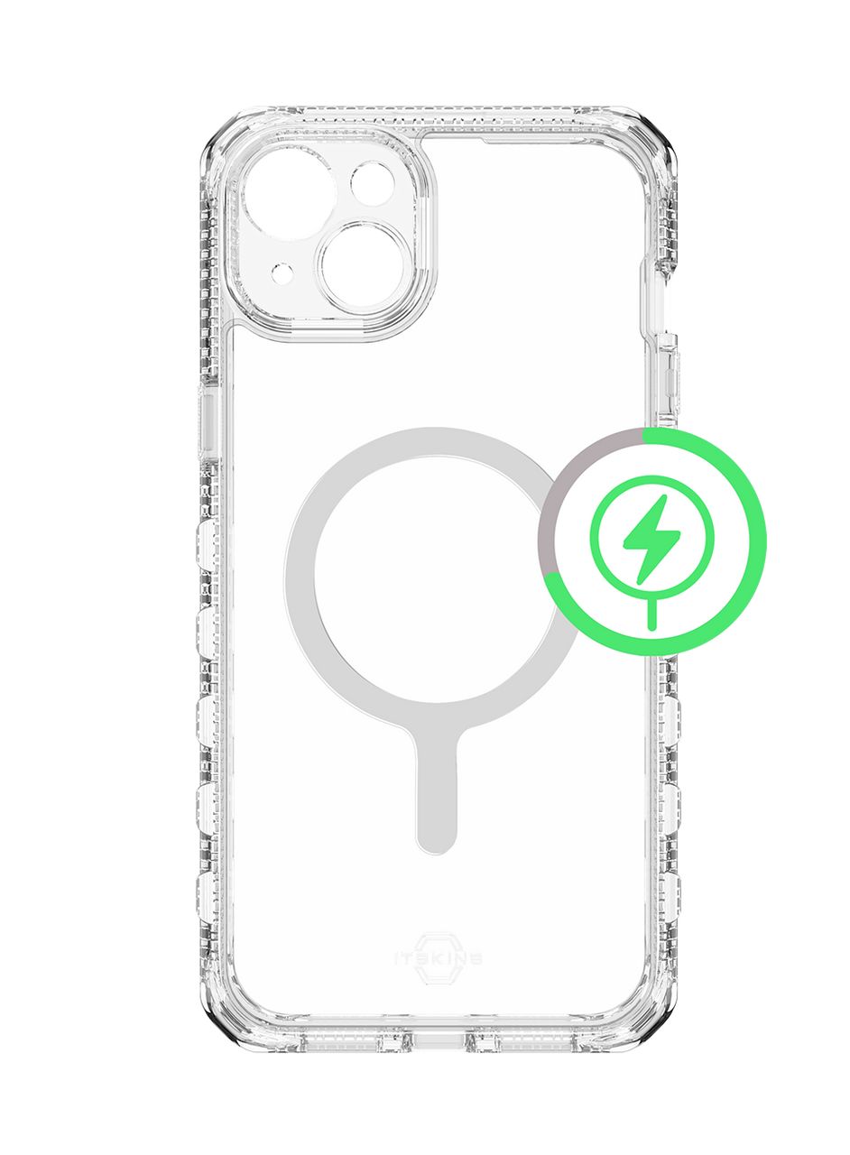 Чехол-накладка ITSKINS SUPREME R CLEAR MagSafe для iPhone 15 , белый/прозрачный чехол накладка itskins supreme r clear magsafe для iphone 15 pro графит прозрачный