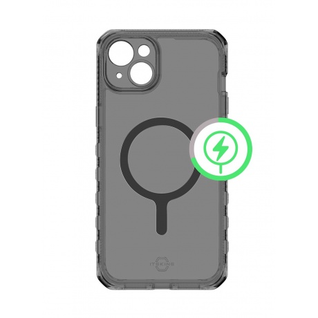 Чехол-накладка ITSKINS SUPREME R CLEAR MagSafe для iPhone 15 , графит/прозрачный - фото 1