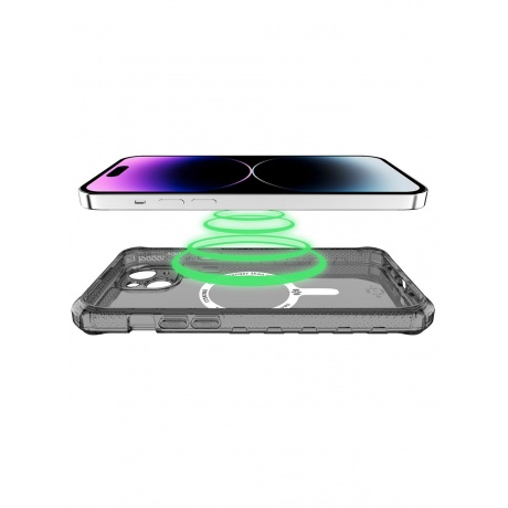 Чехол-накладка ITSKINS SUPREME R CLEAR MagSafe для iPhone 15 , графит/прозрачный - фото 4