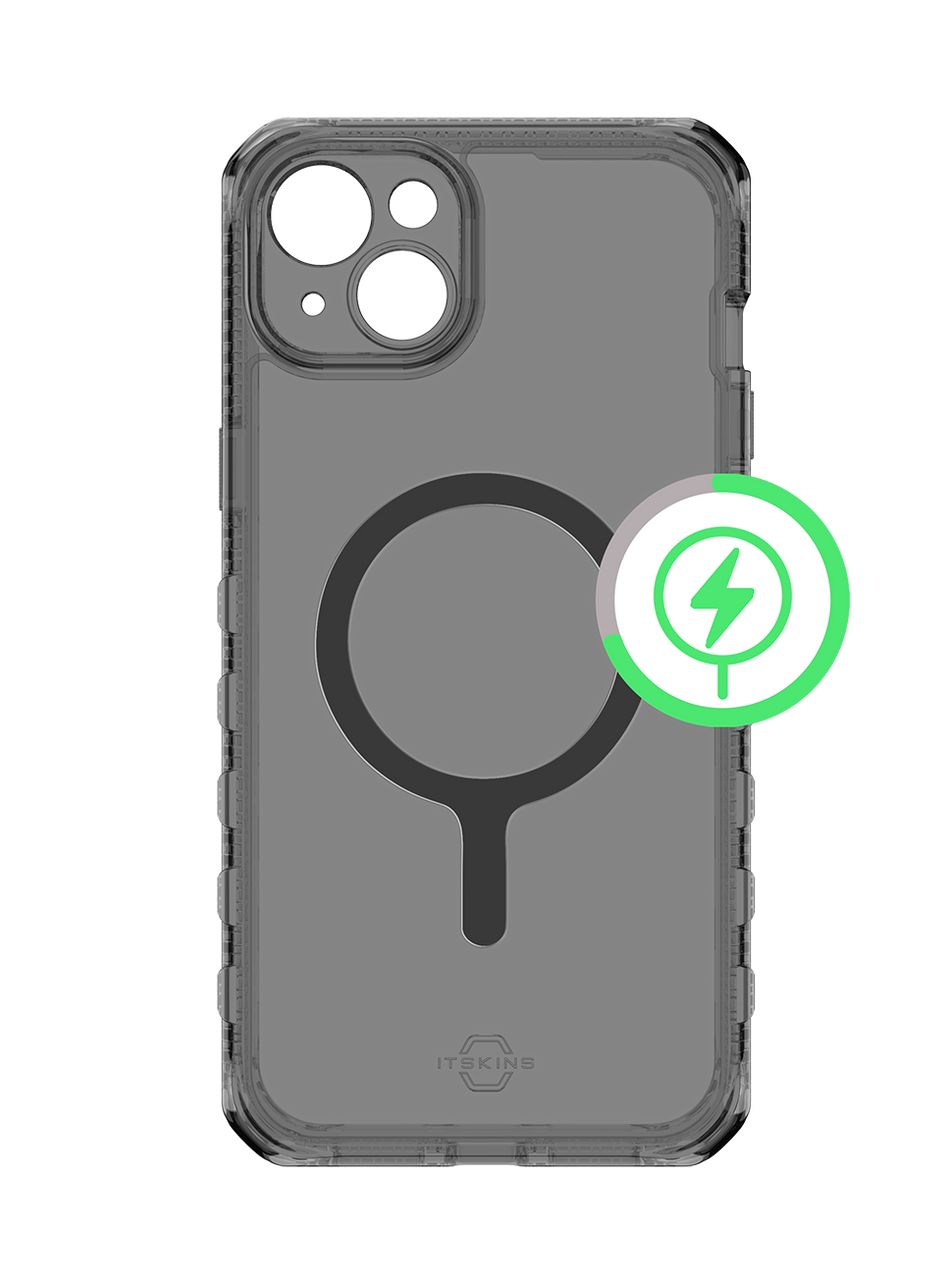 Чехол-накладка ITSKINS SUPREME R CLEAR MagSafe для iPhone 15 , графит/прозрачный чехол накладка itskins supreme r clear magsafe для iphone 15 pro графит прозрачный