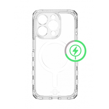 Чехол-накладка ITSKINS SUPREME R CLEAR MagSafe для iPhone 15 Pro Max, белый/прозрачный - фото 1