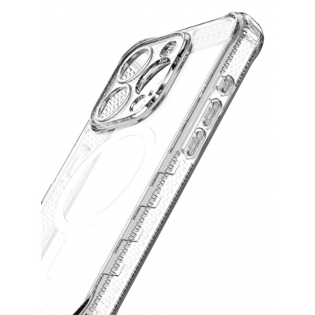 Чехол-накладка ITSKINS SUPREME R CLEAR MagSafe для iPhone 15 Pro Max, белый/прозрачный - фото 2