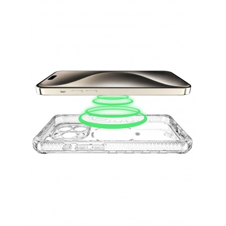 Чехол-накладка ITSKINS SUPREME R CLEAR MagSafe для iPhone 15 Pro Max, белый/прозрачный - фото 4
