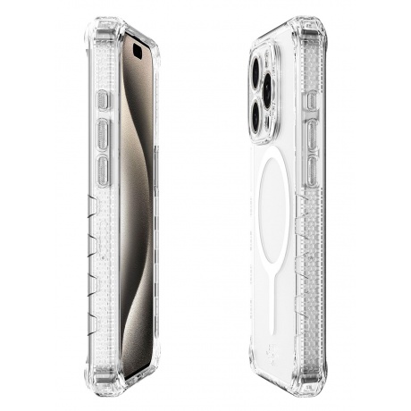 Чехол-накладка ITSKINS SUPREME R CLEAR MagSafe для iPhone 15 Pro Max, белый/прозрачный - фото 5