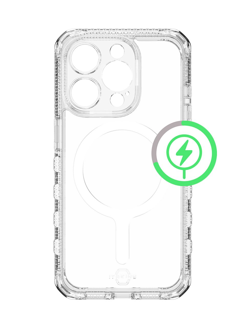 Чехол-накладка ITSKINS SUPREME R CLEAR MagSafe для iPhone 15 Pro Max, белый/прозрачный чехол накладка itskins supreme r clear magsafe для iphone 15 pro графит прозрачный