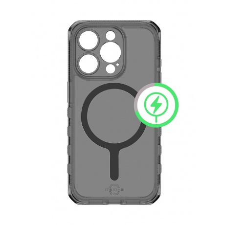 Чехол-накладка ITSKINS SUPREME R CLEAR MagSafe для iPhone 15 Pro Max, графит/прозрачный - фото 1