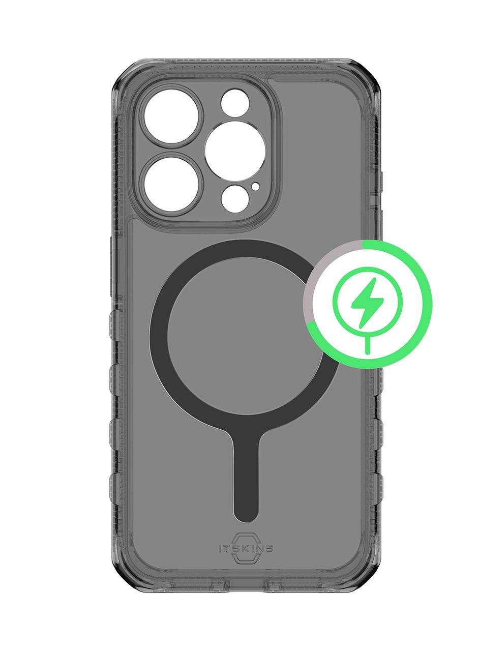 Чехол-накладка ITSKINS SUPREME R CLEAR MagSafe для iPhone 15 Pro Max, графит/прозрачный чехол накладка itskins supreme r clear magsafe для iphone 15 pro графит прозрачный