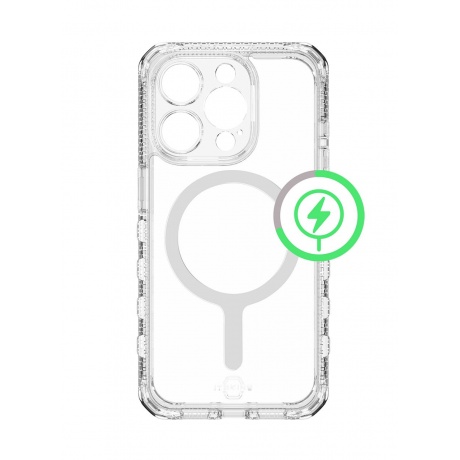 Чехол-накладка ITSKINS SUPREME R CLEAR MagSafe для iPhone 15 Pro, белый/прозрачный - фото 1