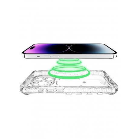 Чехол-накладка ITSKINS SUPREME R CLEAR MagSafe для iPhone 15 Pro, белый/прозрачный - фото 4