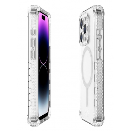 Чехол-накладка ITSKINS SUPREME R CLEAR MagSafe для iPhone 15 Pro, белый/прозрачный - фото 5