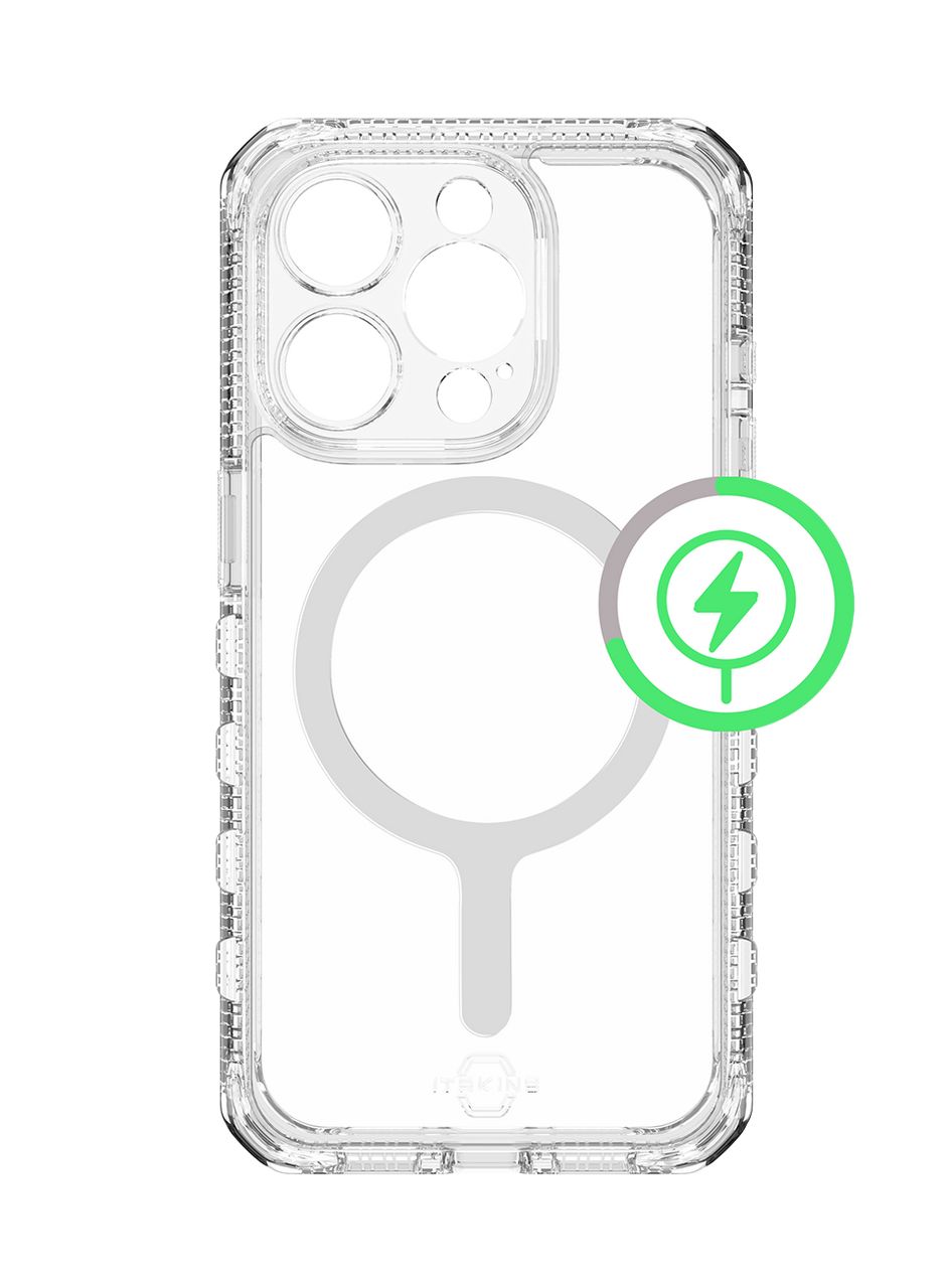 Чехол-накладка ITSKINS SUPREME R CLEAR MagSafe для iPhone 15 Pro, белый/прозрачный чехол накладка itskins supreme r clear magsafe для iphone 15 pro графит прозрачный