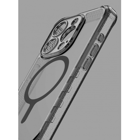 Чехол-накладка ITSKINS SUPREME R CLEAR MagSafe для iPhone 15 Pro, графит/прозрачный - фото 2