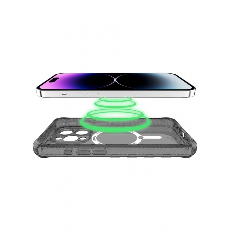 Чехол-накладка ITSKINS SUPREME R CLEAR MagSafe для iPhone 15 Pro, графит/прозрачный - фото 4