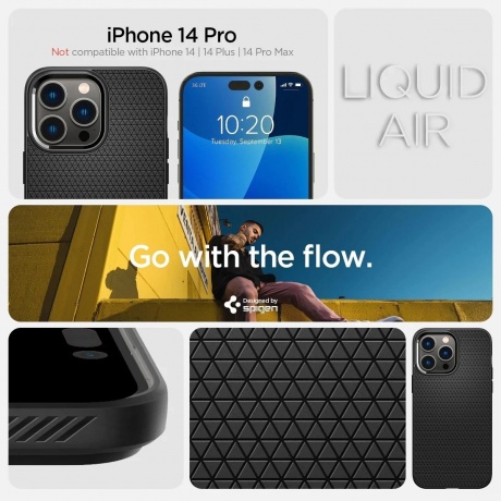 Чехол Spigen Liquid Air iPhone 14 Pro Matte Black (ACS04957) - фото 11
