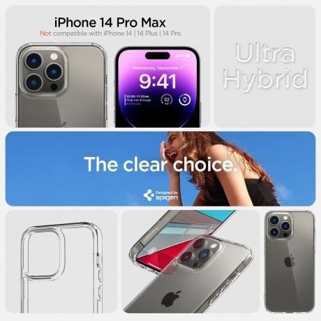 Чехол Spigen Ultra Hybrid iPhone 14 Pro Max Crystal Clear (ACS04816) - фото 11