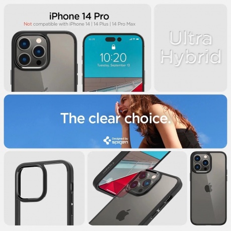 Чехол Spigen Ultra Hybrid для iPhone 14 Pro Matte Black (ACS04961) - фото 8