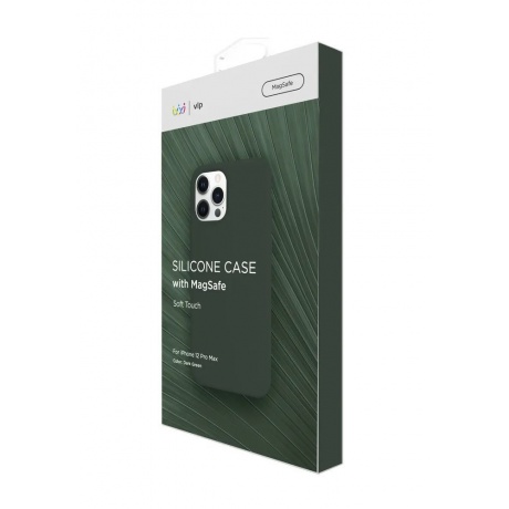 Чехол защитный VLP c MagSafe для iPhone 12 ProMax, темно-зеленый - фото 9