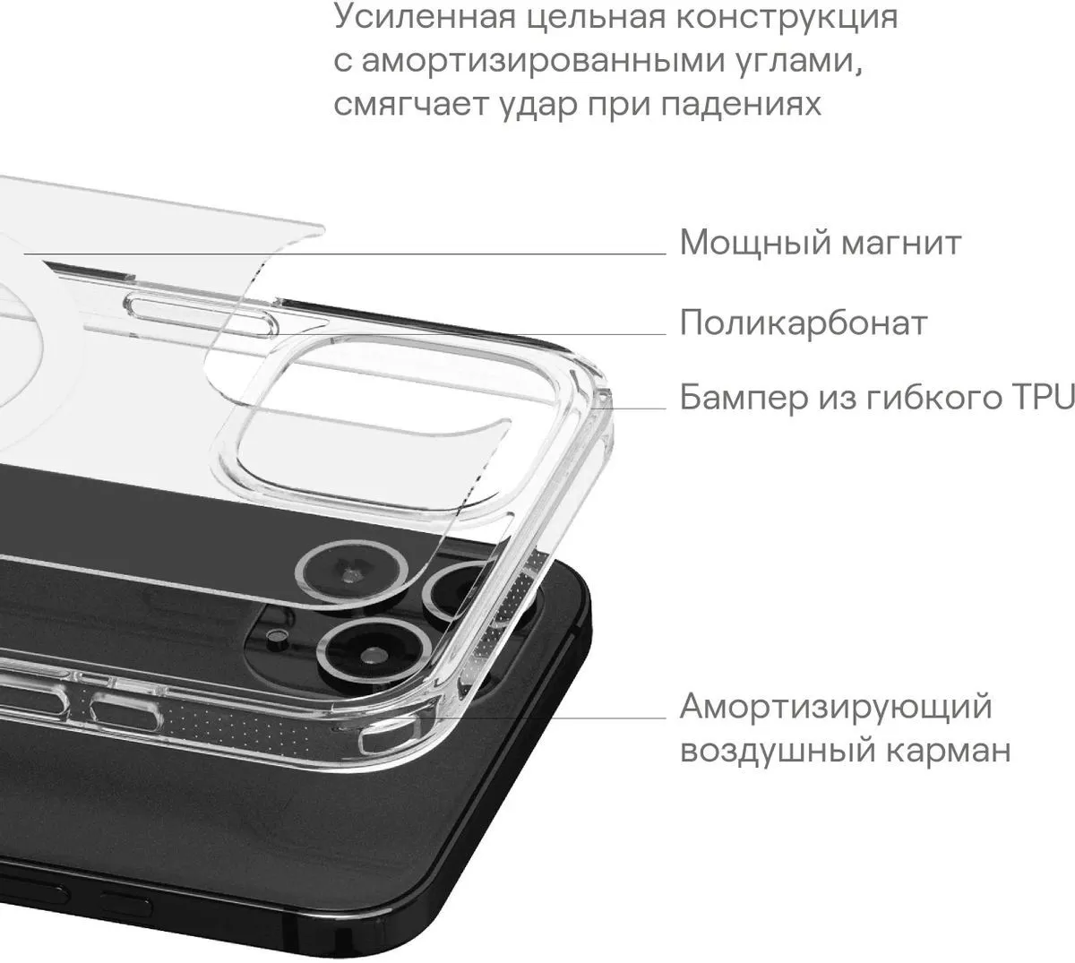 Чехол для Apple iPhone 15 Pro uBear Real Mag Case Magsafe прозрачный - фото 8
