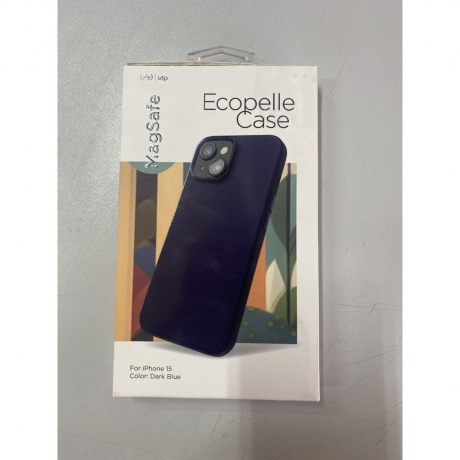 Чехол защитный VLP Ecopelle Case с MagSafe для iPhone 15, синий отличное состояние; - фото 2