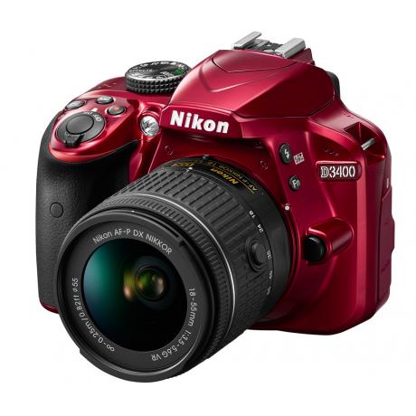 Фотоаппарат зеркальный Nikon D3400 Kit 18-55 mm AF-P VR Red - фото 2
