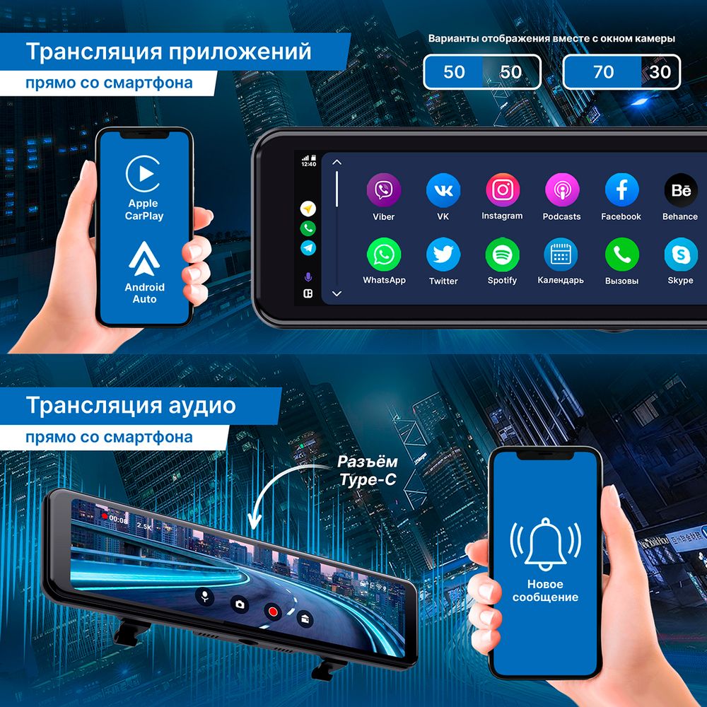 Видеорегистратор-зеркало TrendVision CarPlay Mirror – купить в России |  интернет-магазин KotoFoto.ru