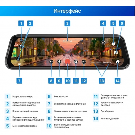 Видеорегистратор-зеркало TrendVision City Mirror - фото 2