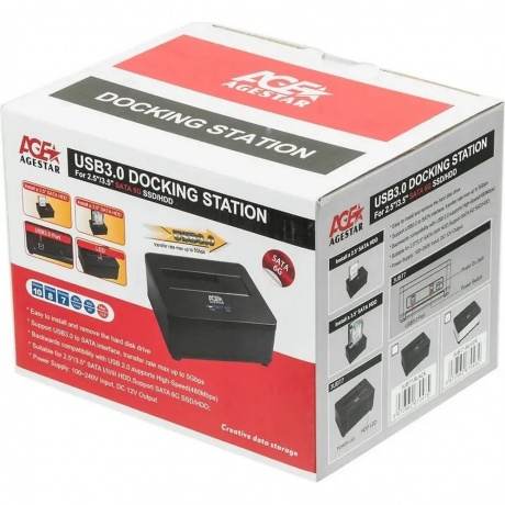 Док-станция для HDD AgeStar 3UBT7 (SILVER) 2,5" 3,5" SATAIII серебристый - фото 8