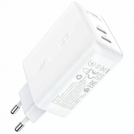 Зарядное устройство ACEFAST A29 PD50W GaN USB-C+USB-C dual port charger (EU). Цвет: белый - фото 7