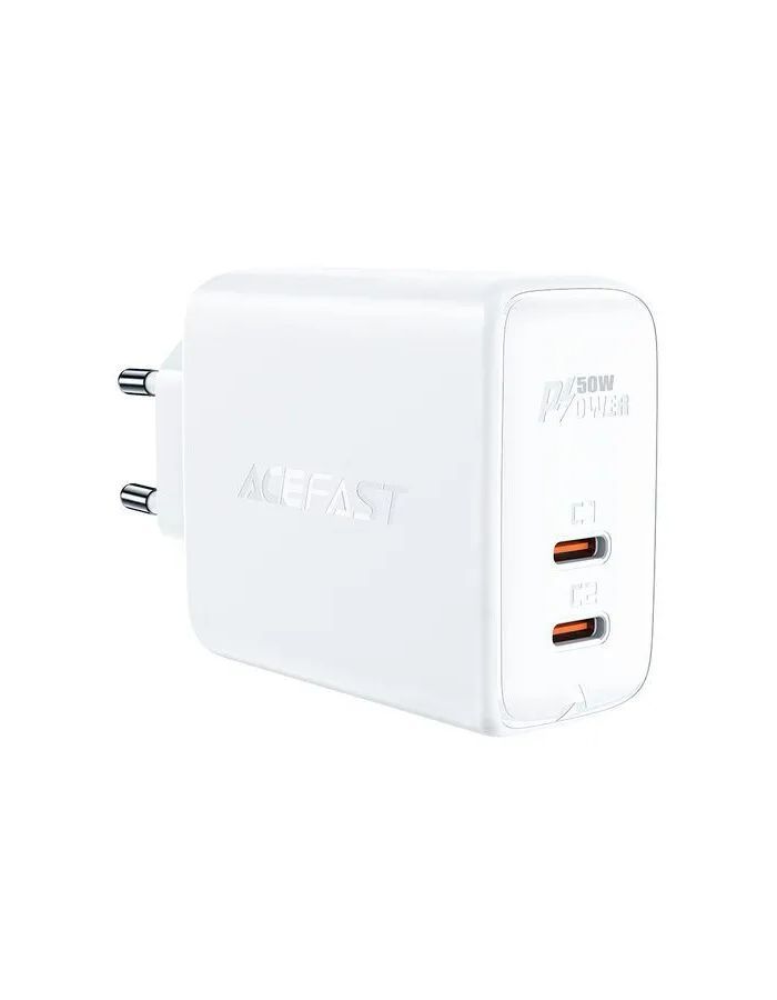 Зарядное устройство ACEFAST A29 PD50W GaN USB-C+USB-C dual port charger (EU). Цвет: белый AF-A29-WH - фото 1