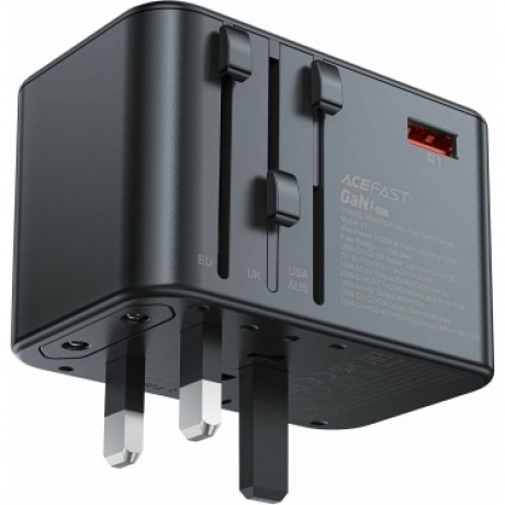 Зарядное устройство ACEFAST Z1 PD75W GaN (3*USB-C+2*USB-A) multifunctional charging adapter. Цвет: черно-серый - фото 11