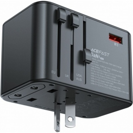 Зарядное устройство ACEFAST Z1 PD75W GaN (3*USB-C+2*USB-A) multifunctional charging adapter. Цвет: черно-серый - фото 12